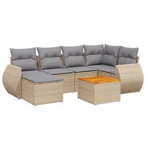Maison exclusive - salon de jardin avec coussins 7 pcs beige résine tressée
