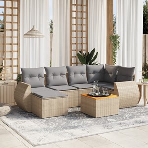 Maison exclusive - salon de jardin avec coussins 7 pcs beige résine tressée