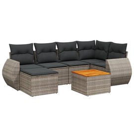 Maison exclusive - salon de jardin avec coussins 7 pcs gris résine tressée