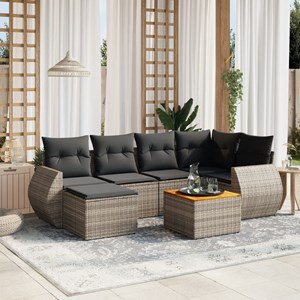 Maison exclusive - salon de jardin avec coussins 7 pcs gris résine tressée