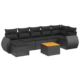Maison exclusive - salon de jardin 8 pcs avec coussins noir résine tressée