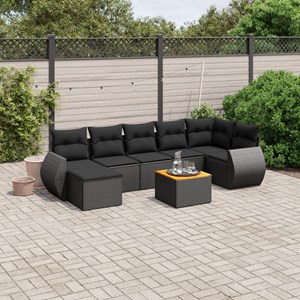 Maison exclusive - salon de jardin 8 pcs avec coussins noir résine tressée