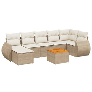 Maison exclusive - salon de jardin avec coussins 8 pcs beige résine tressée