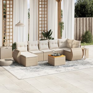 Maison exclusive - salon de jardin avec coussins 8 pcs beige résine tressée