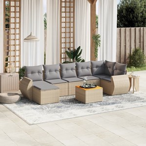 Maison exclusive - salon de jardin avec coussins 8 pcs beige résine tressée