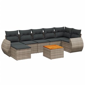 Maison exclusive - salon de jardin 8 pcs avec coussins gris résine tressée