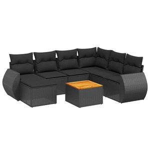 Maison exclusive - salon de jardin 8 pcs avec coussins noir résine tressée
