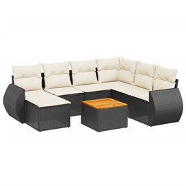 Maison exclusive - salon de jardin 8 pcs avec coussins noir résine tressée