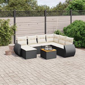 Maison exclusive - salon de jardin 8 pcs avec coussins noir résine tressée