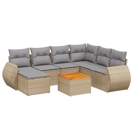 Maison exclusive - salon de jardin avec coussins 8 pcs beige résine tressée