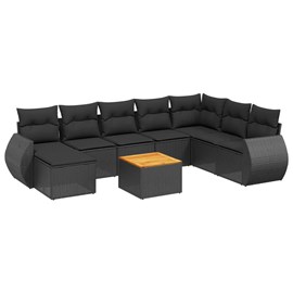 Maison exclusive - salon de jardin 9 pcs avec coussins noir résine tressée