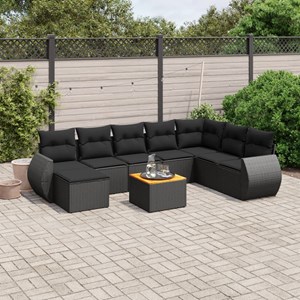 Maison exclusive - salon de jardin 9 pcs avec coussins noir résine tressée