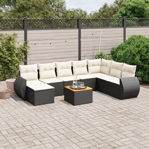 Maison exclusive - salon de jardin 9 pcs avec coussins noir résine tressée