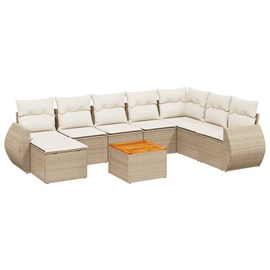 Maison exclusive - salon de jardin avec coussins 9 pcs beige résine tressée