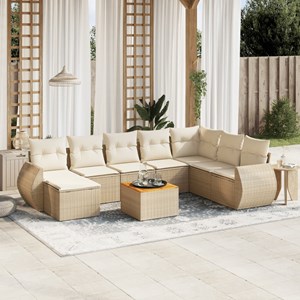 Maison exclusive - salon de jardin avec coussins 9 pcs beige résine tressée