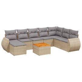 Maison exclusive - salon de jardin avec coussins 9 pcs beige résine tressée