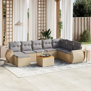 Maison exclusive - salon de jardin avec coussins 9 pcs beige résine tressée