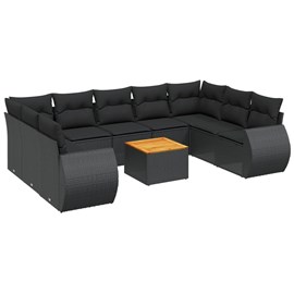 Maison exclusive - salon de jardin 10 pcs avec coussins noir résine tressée