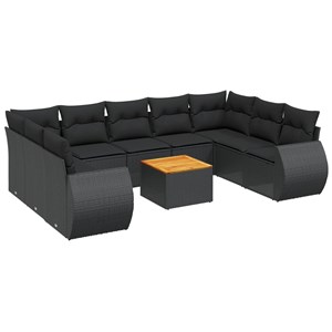 Maison exclusive - salon de jardin 10 pcs avec coussins noir résine tressée