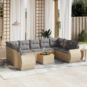 Maison exclusive - salon de jardin avec coussins 10 pcs beige résine tressée