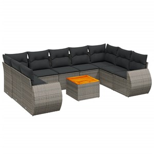 Maison exclusive - salon de jardin avec coussins 10 pcs gris résine tressée