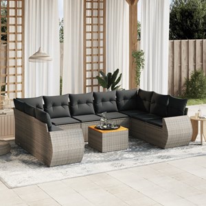 Maison exclusive - salon de jardin avec coussins 10 pcs gris résine tressée