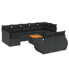 Maison exclusive - salon de jardin 10 pcs avec coussins noir résine tressée