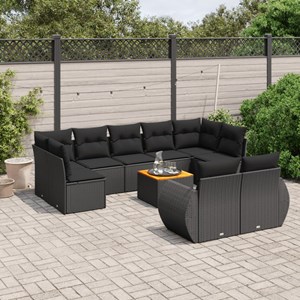 Maison exclusive - salon de jardin 10 pcs avec coussins noir résine tressée
