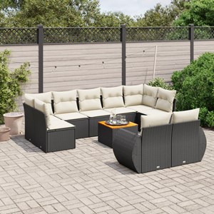 Maison exclusive - salon de jardin 10 pcs avec coussins noir résine tressée