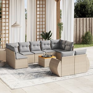 Maison exclusive - salon de jardin avec coussins 10 pcs beige résine tressée