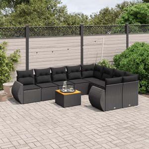 Maison exclusive - salon de jardin 10 pcs avec coussins noir résine tressée