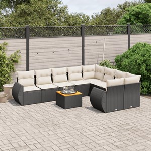 Maison exclusive - salon de jardin 10 pcs avec coussins noir résine tressée