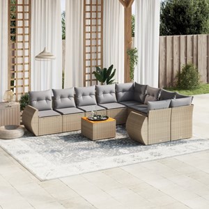 Maison exclusive - salon de jardin avec coussins 10 pcs beige résine tressée