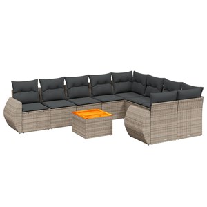 Maison exclusive - salon de jardin avec coussins 10 pcs gris résine tressée