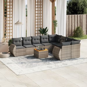 Maison exclusive - salon de jardin avec coussins 10 pcs gris résine tressée