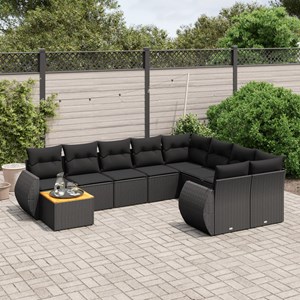 Maison exclusive - salon de jardin 10 pcs avec coussins noir résine tressée