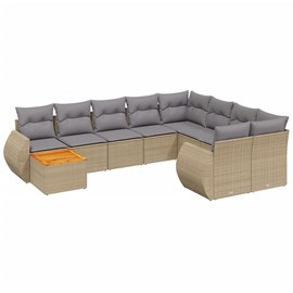 Maison exclusive - salon de jardin avec coussins 10 pcs beige résine tressée