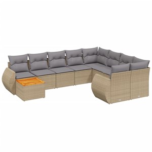 Maison exclusive - salon de jardin avec coussins 10 pcs beige résine tressée