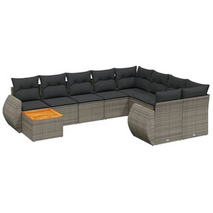 Maison exclusive - salon de jardin avec coussins 10 pcs gris résine tressée