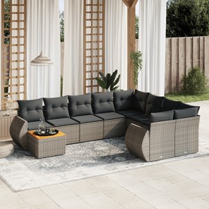 Maison exclusive - salon de jardin avec coussins 10 pcs gris résine tressée