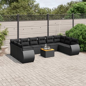 Maison exclusive - salon de jardin 11 pcs avec coussins noir résine tressée