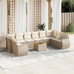 Maison exclusive - salon de jardin 11 pcs avec coussins beige résine tressée