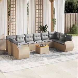 Maison exclusive - salon de jardin 11 pcs avec coussins beige résine tressée