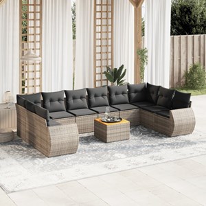 Maison exclusive - salon de jardin 11 pcs avec coussins gris résine tressée
