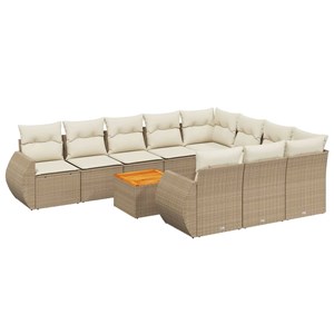 Maison exclusive - salon de jardin 11 pcs avec coussins beige résine tressée