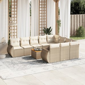 Maison exclusive - salon de jardin 11 pcs avec coussins beige résine tressée
