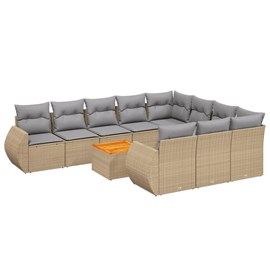 Maison exclusive - salon de jardin 11 pcs avec coussins beige résine tressée