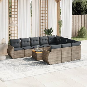 Maison exclusive - salon de jardin 11 pcs avec coussins gris résine tressée