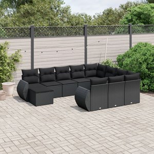 Maison exclusive - salon de jardin 11 pcs avec coussins noir résine tressée