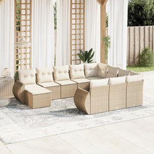 Maison exclusive - salon de jardin 11 pcs avec coussins beige résine tressée